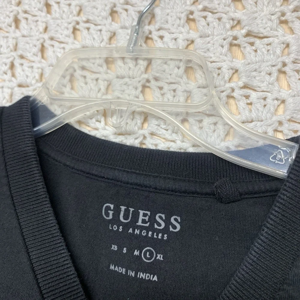 GUESS Los Angeles T-Shirt Men's Large Black Short Sleeve 100% Cotton Embroidered - Picture 4 of 8